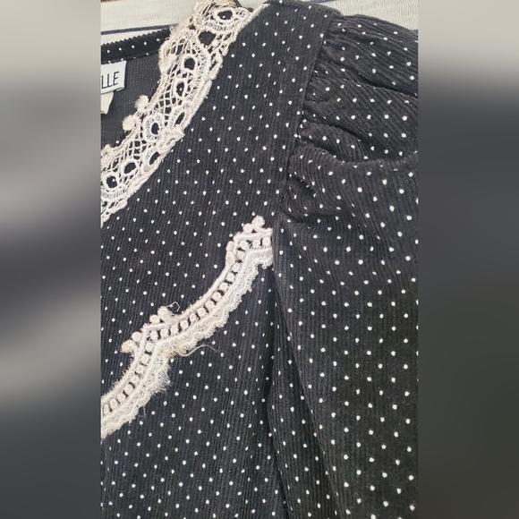 Vintage Corduroy Polka-dot Girls 7 Dress - Picture 7 of 8